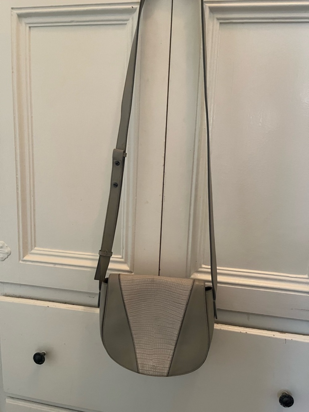 VinNeutral Taupe Crossbody Bag with Textured Front Panel